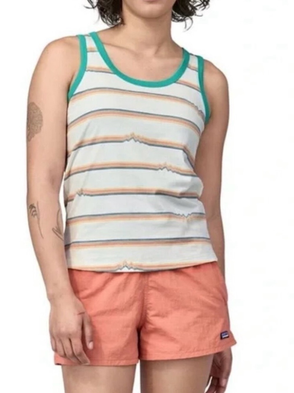 NWT Patagonia Ridge Rise Stripe Repeat  Tank Birch White With Wavy Blue Size S